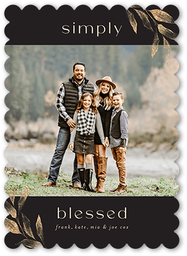 Elegant Goldleaf 5x7 Black  Holiday Card