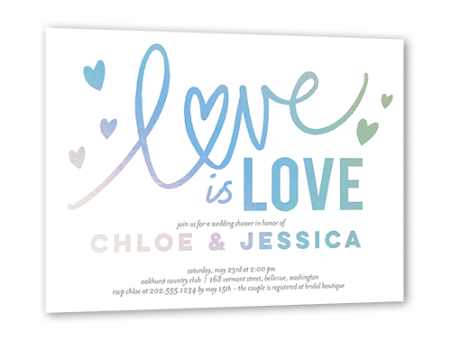 Love is Love 5x7 White  Bridal Shower Invitation