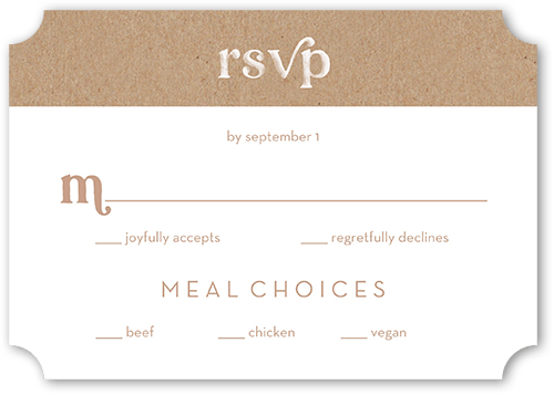Wedding RSVP Cards: Classically Textured 3.5x5 Flat Brown Signature Smooth Cardstock Ticket Shutterfly