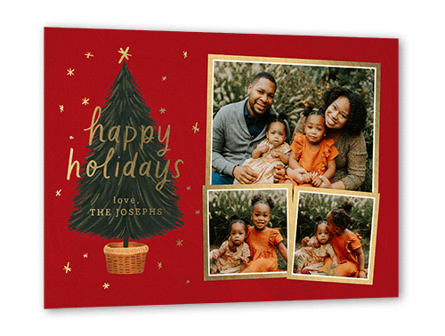 Polished Tree 5x7 Red  Holiday Card