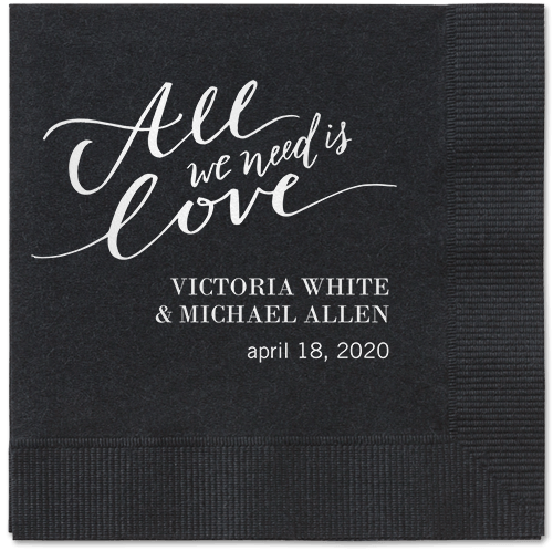 Black Foil Stamped Wedding Napkins