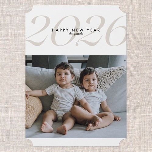 Large Year Header 5x7 White  New Year's Card