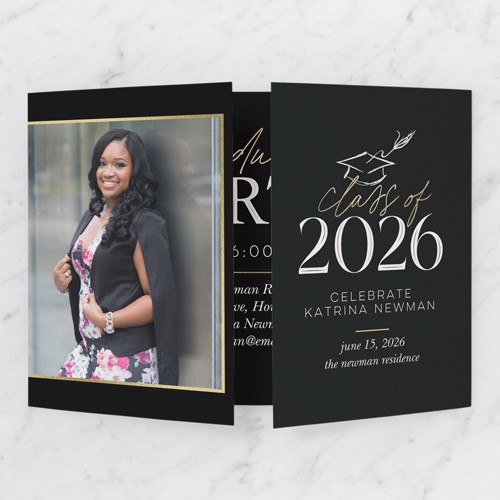 Classy Chic 5x7 Black  Graduation Invitation