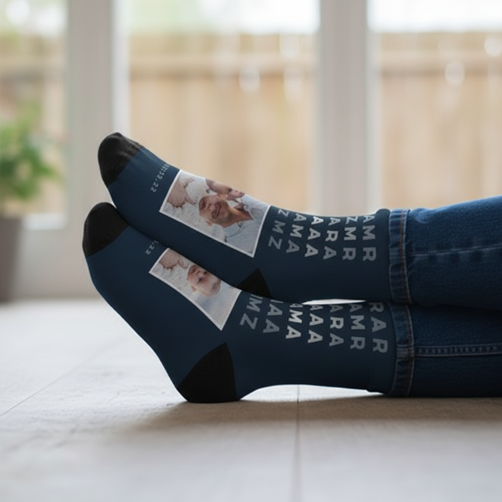 Text Repeat Custom Socks Text Repeat 3.5x14 Black Custom Socks