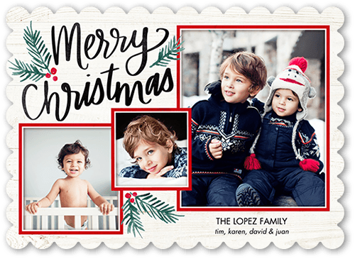 Brightly Framed 5x7 White  Holiday Card