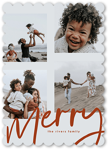 Mirthful Ribbon 5x7 Gray  Holiday Card