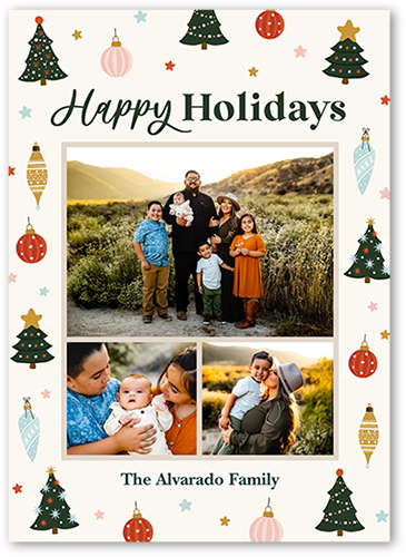 Seasonal Vintage 5x7 Beige  Holiday Card