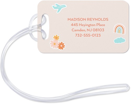 Bon Voyage 2x3 Beige  Luggage Tag