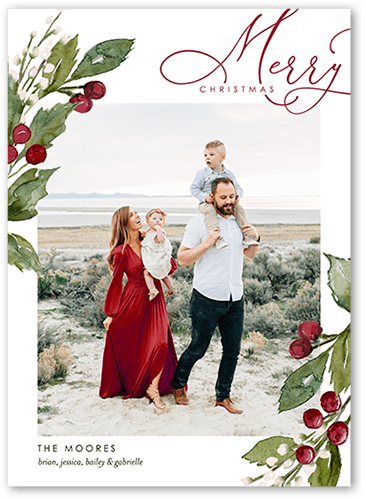 Festive Berries 5x7 White  Holiday Card