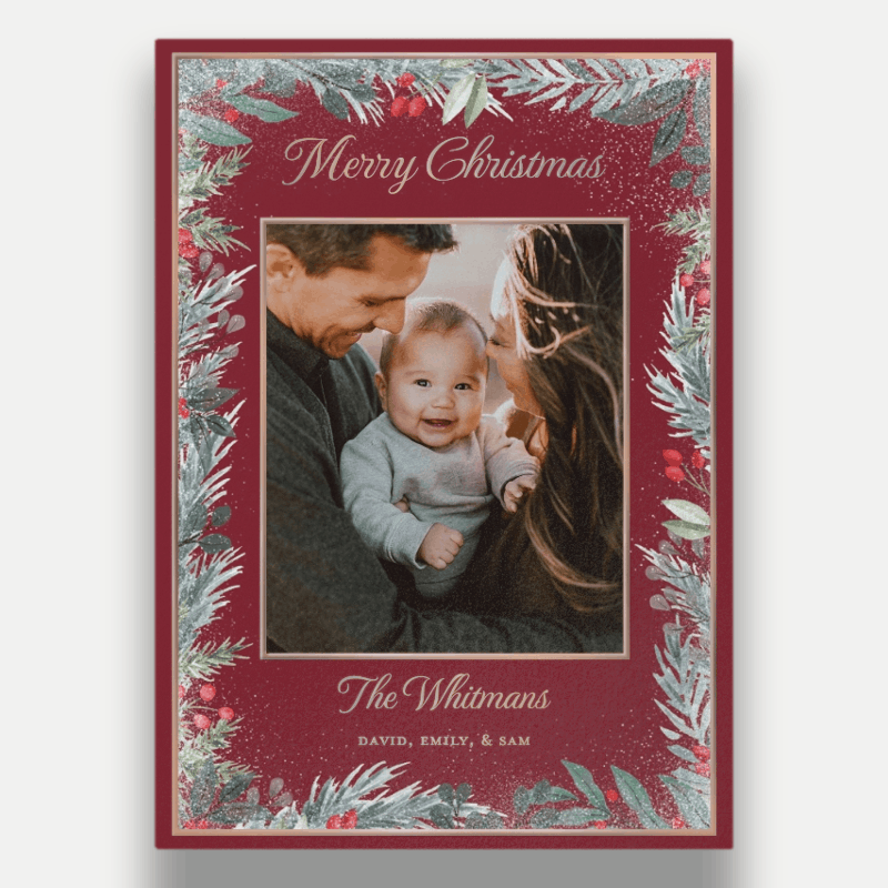 Berry Greenery Holiday Card Berry Greenery 5x7 Red Holiday Card