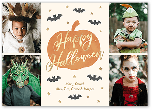 Whimsy Pumpkin 5x7 Beige  Halloween Card