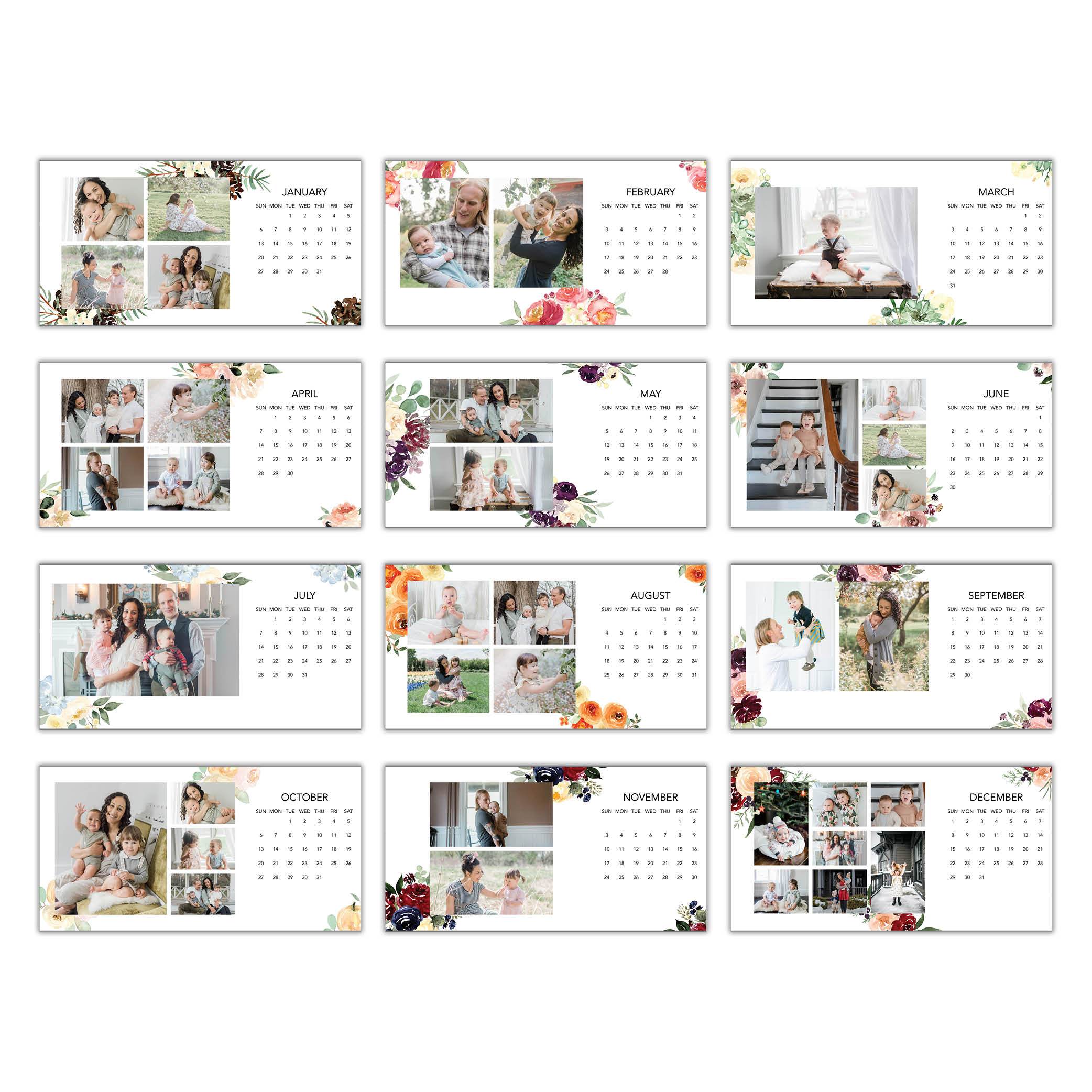 Seasonal Watercolor Florals by Kim Thoa 5x11 undefined  Desk Calendar