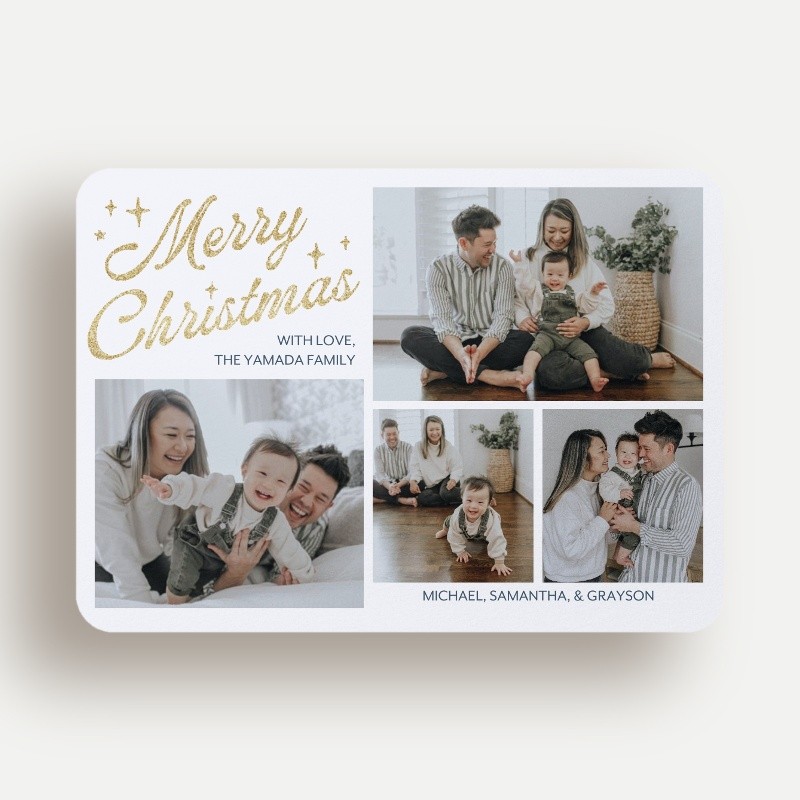 Glitter Stars Holiday Card Glitter Stars 5x7 White Holiday Card
