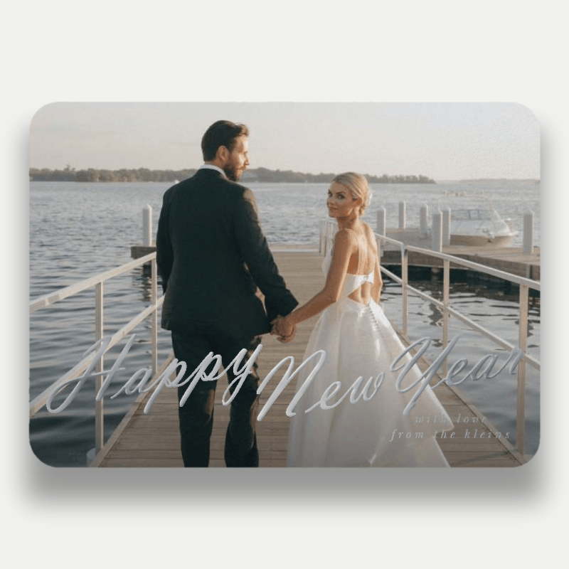 Oversized Script Holiday Card Oversized Script 5x7 Blue Holiday Card