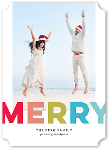 Boldly Merry 5x7 White  Christmas Card