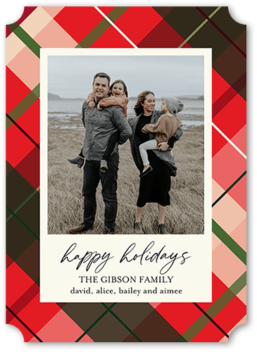 Playful Plaid 5x7 Red  Holiday Card
