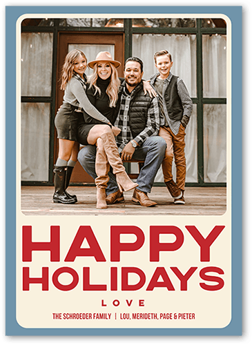 Vintage Joyous 5x7 White  Holiday Card