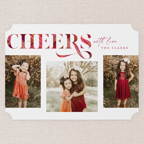 Lively Plaid 5x7 Red  Holiday Card