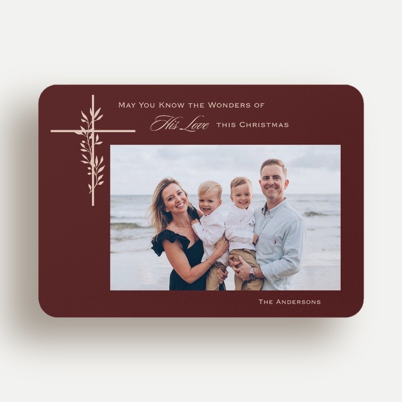 Botanical Cross Religious Christmas Card