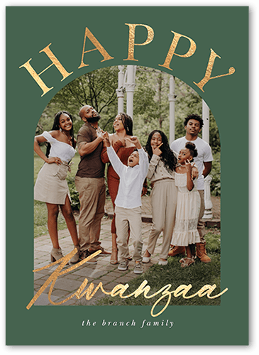 Arched Greetings 5x7 Green  Holiday Card