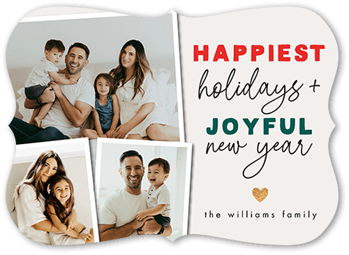 Multicolor Merry 5x7 Red  Holiday Card