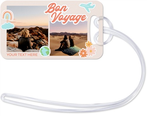 Bon Voyage 2x3 Beige  Luggage Tag