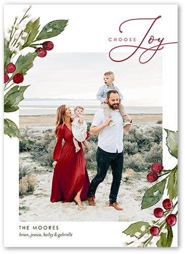 Festive Berries 5x7 White  Holiday Card