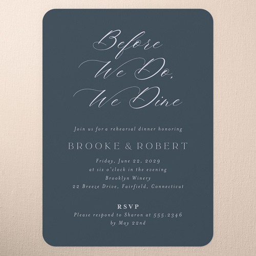 Navy Blue Rehearsal Dinner Invitation