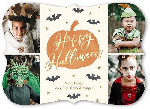 Whimsy Pumpkin 5x7 Beige  Halloween Card