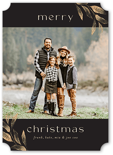 Elegant Goldleaf 5x7 Black  Holiday Card