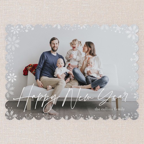 Gently Frosted Frame 5x7 White  Holiday Card