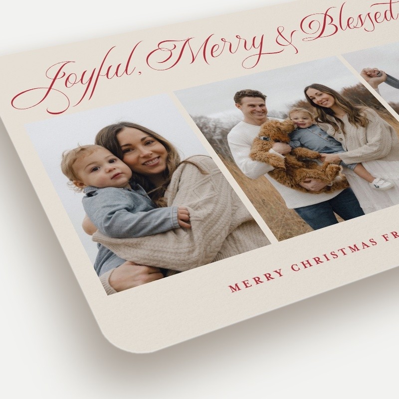 Elegant Script Trio Religious Christmas Card
