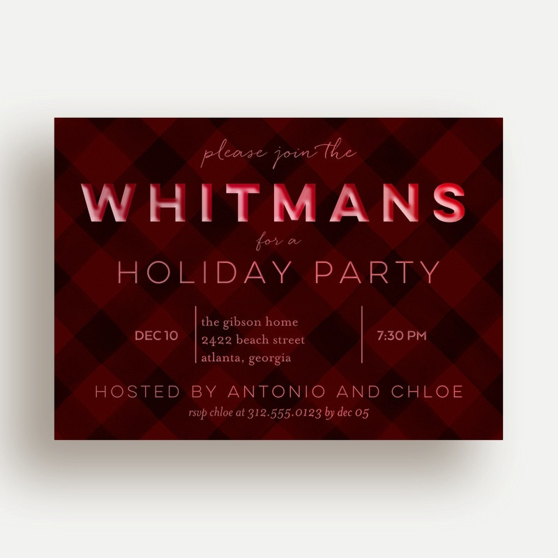 Personalized Matte Holiday Party Invitations