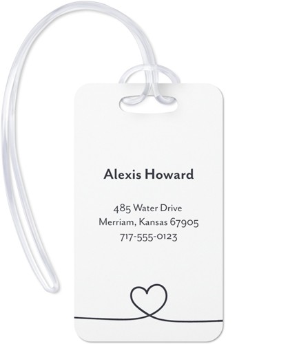Heart Line Art 2x4 White  Luggage Tag