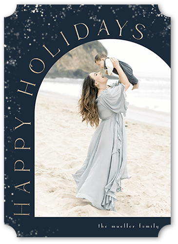 Vintage Snowfall 5x7 Black  Holiday Card