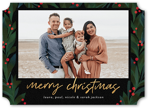 Canvas Foliage 5x7 Black  Holiday Card