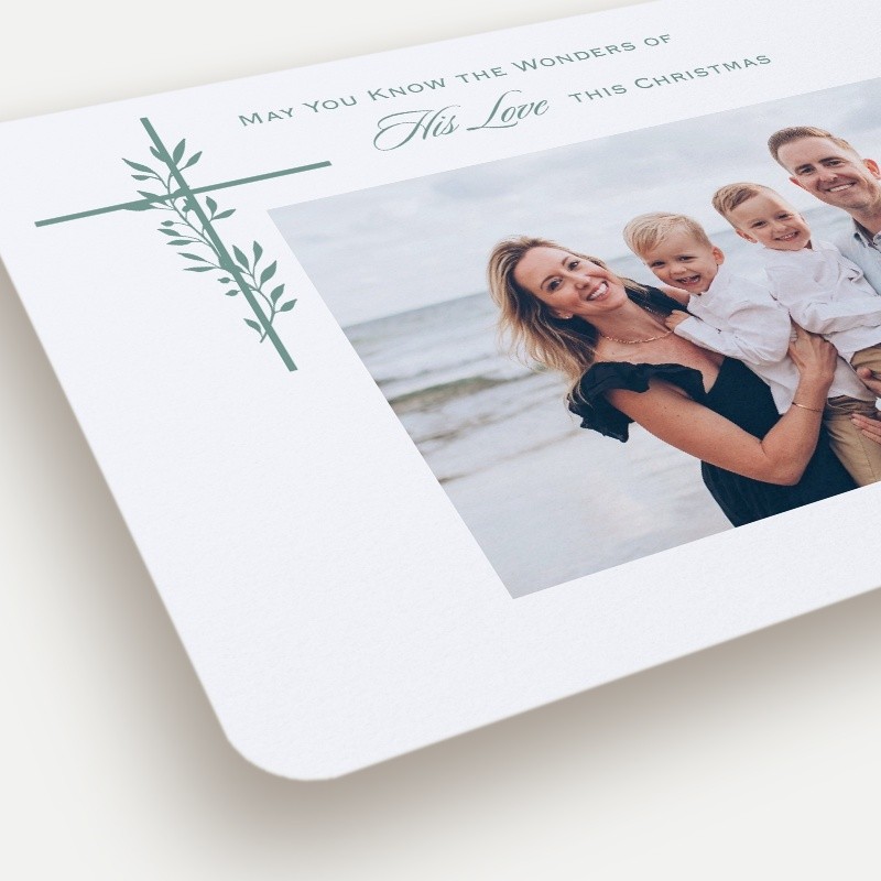 Botanical Cross Religious Christmas Card