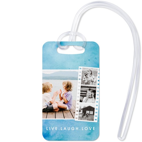 Watercolor Filmstrip Collage 2x3 Blue  Luggage Tag
