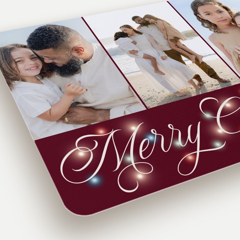 Lights Script Holiday Card Lights Script 6x8 Red Holiday Card
