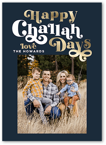 Happy Challah Days 5x7 Black  Hanukkah Card