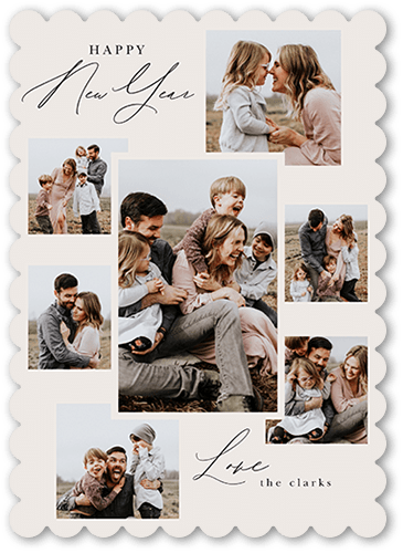 Simple Photo Gallery 5x7 Gray  New Year's Card