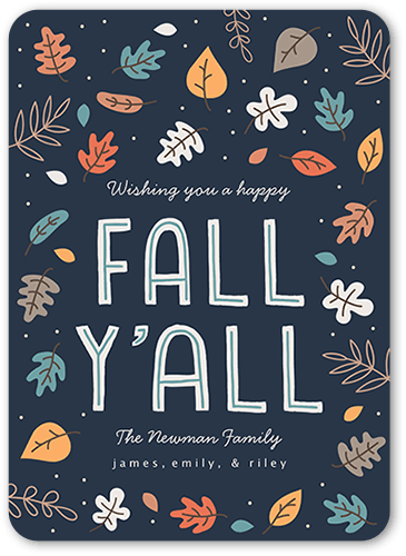 Happy Fall Yall 5x7 Blue  Thanksgiving Card