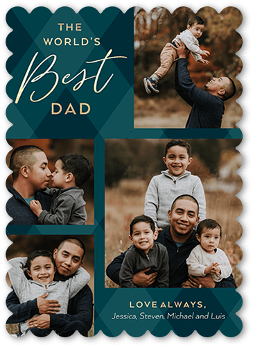 Best Dad Plaid 5x7 Blue  Father's Day Card