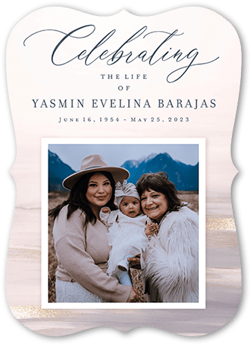 Serene Harmony 5x7 Pink  Memorial Card