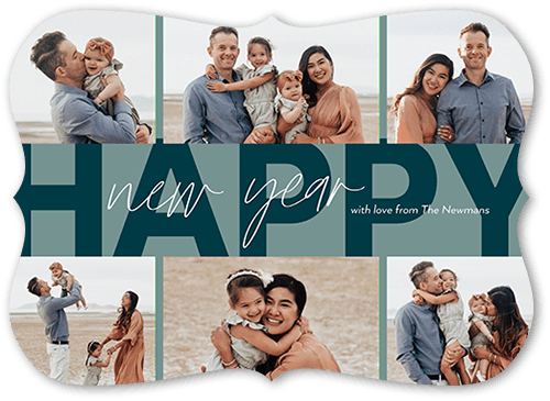 Happy Stripe 5x7 Blue  Holiday Card