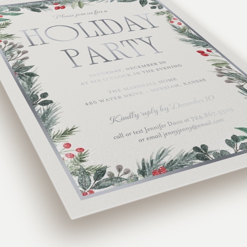 Botanical Border Holiday Invitation