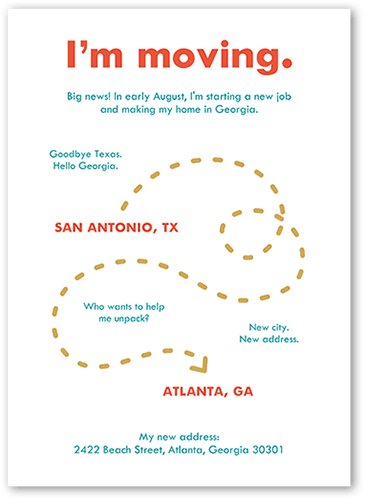 Moving Map 5x7 White  Moving Announcement