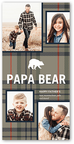 Papa Bear Plaid 4x8 Blue  Father's Day Card