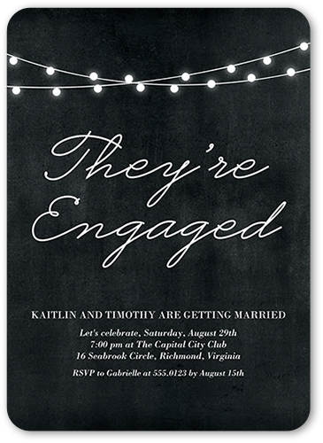 Matte Black Engagement Party Invitation