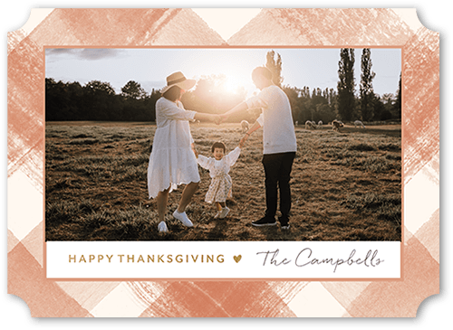 Fall Plaid Frame 5x7 Orange  Thanksgiving Card